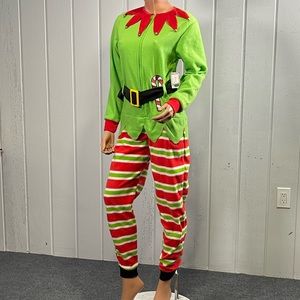 *NWT Secret Santa Unisex Elf Jumpsuit Pajamas Sz S